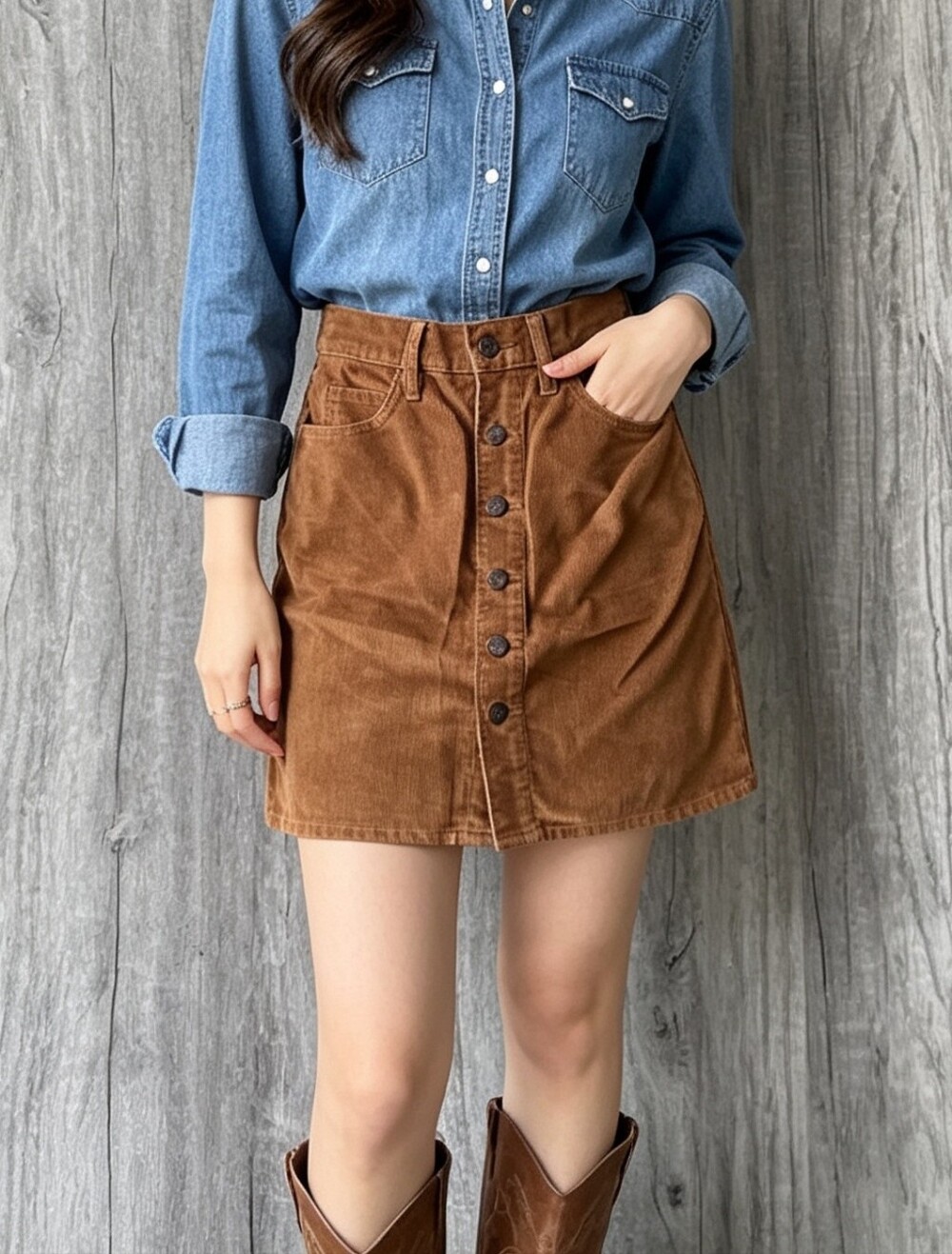Levi's Retro Button Front Corduroy Skirt Brown Size 23 NWT Y2K Vintage